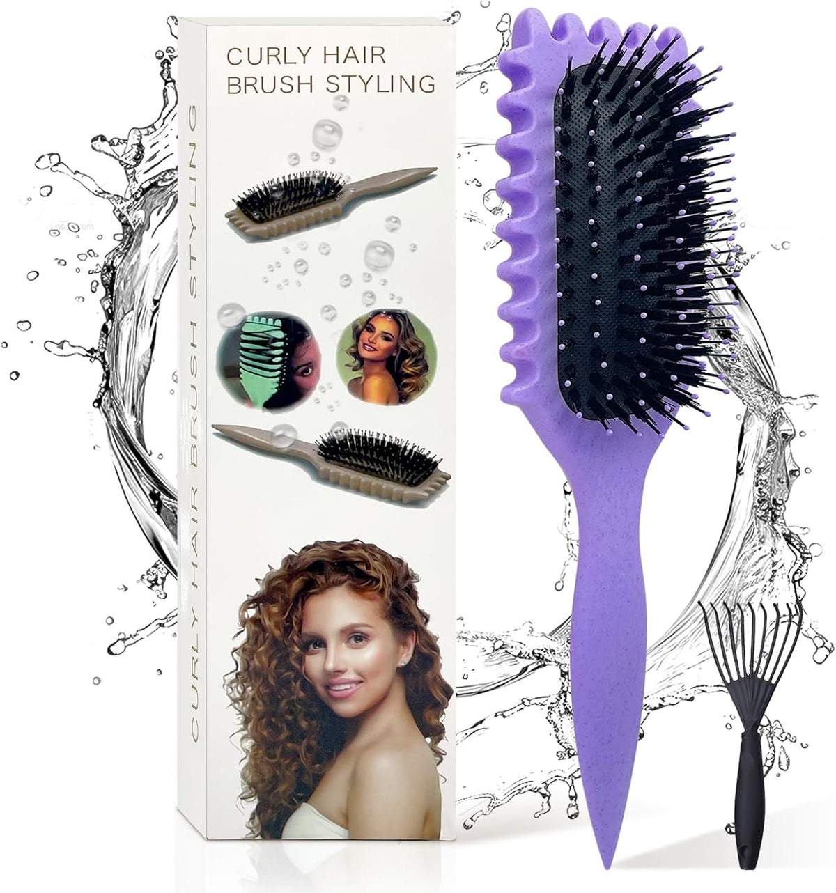 Curly Hair Brush, Bounce Curl Brush for Curl Hair, Curl Defining Brush for Women Men, Detangling Curl Brush Boar Bristle Hair Brush Less Pulling, Hair Separation