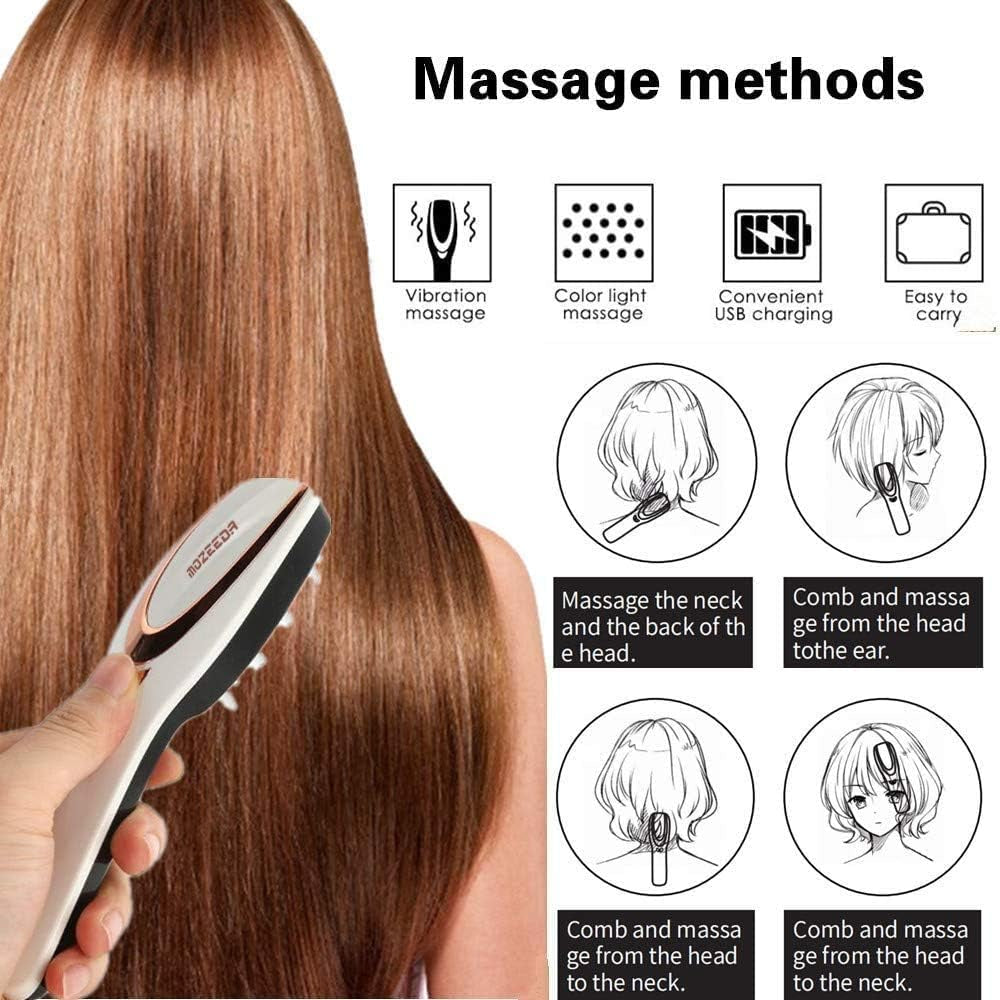 Phototherapy Scalp Massager Comb for Hair Growth, Phototherapy Hair Regrowth Brush,Anti Hair Loss Head Care Electric Massage Comb Brush with USB Rechargeable