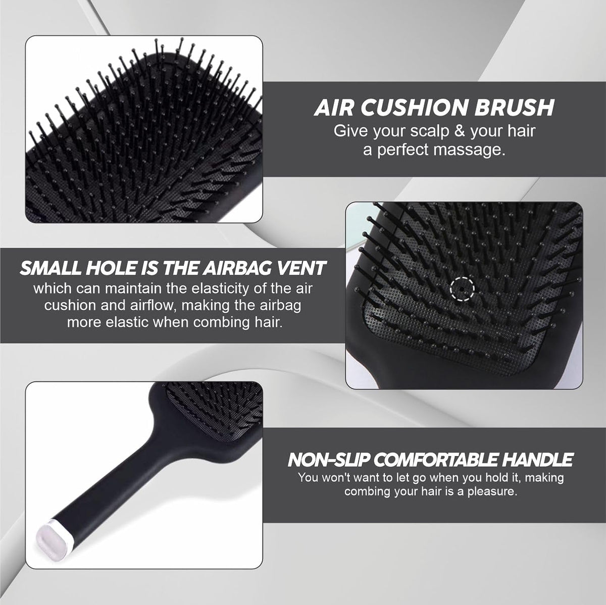 Paddle Hair Brush Women Hair Brush Blow Drying Professional Hairbrush Easy Grip Handle Hair Comb Straightening & Detangle Brush for Wet Dry Long Thick Thin Curly Natural Hair Salon Supplies