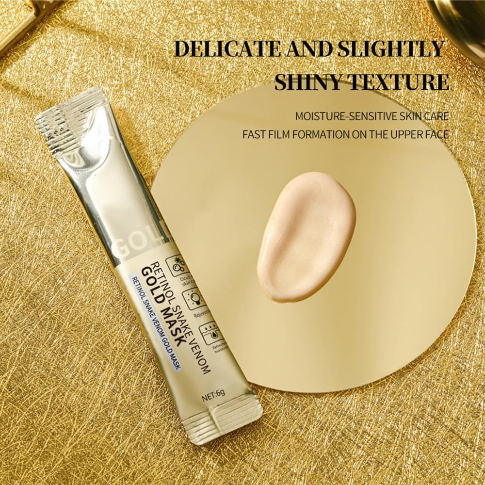 Retinol Snake Venom Gold Mask, Golden Collagen Peel off Face Mask, Gold Peptide Anti-Aging Peel off Facial Mask for Deeply Cleans Moisturizing, Hydrating Mask to Reduce Fine Lines & Wrinkles