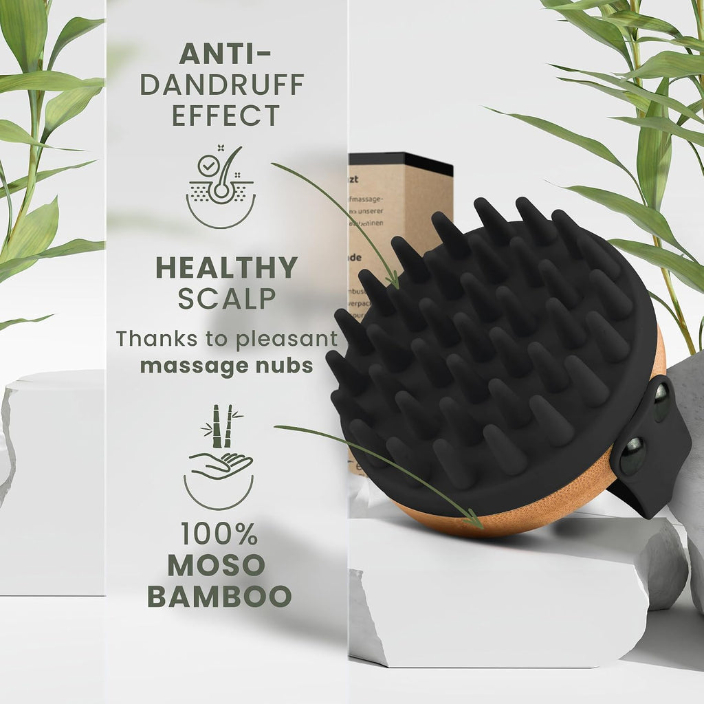 ® Scalp Massager Hair Growth - (Anti-Dandruff Effect) Scalp Brush & Head Massager - Natural Shampoo Brush for Shower Use - Premium Hair & Scalp Care Scrubber (Black)