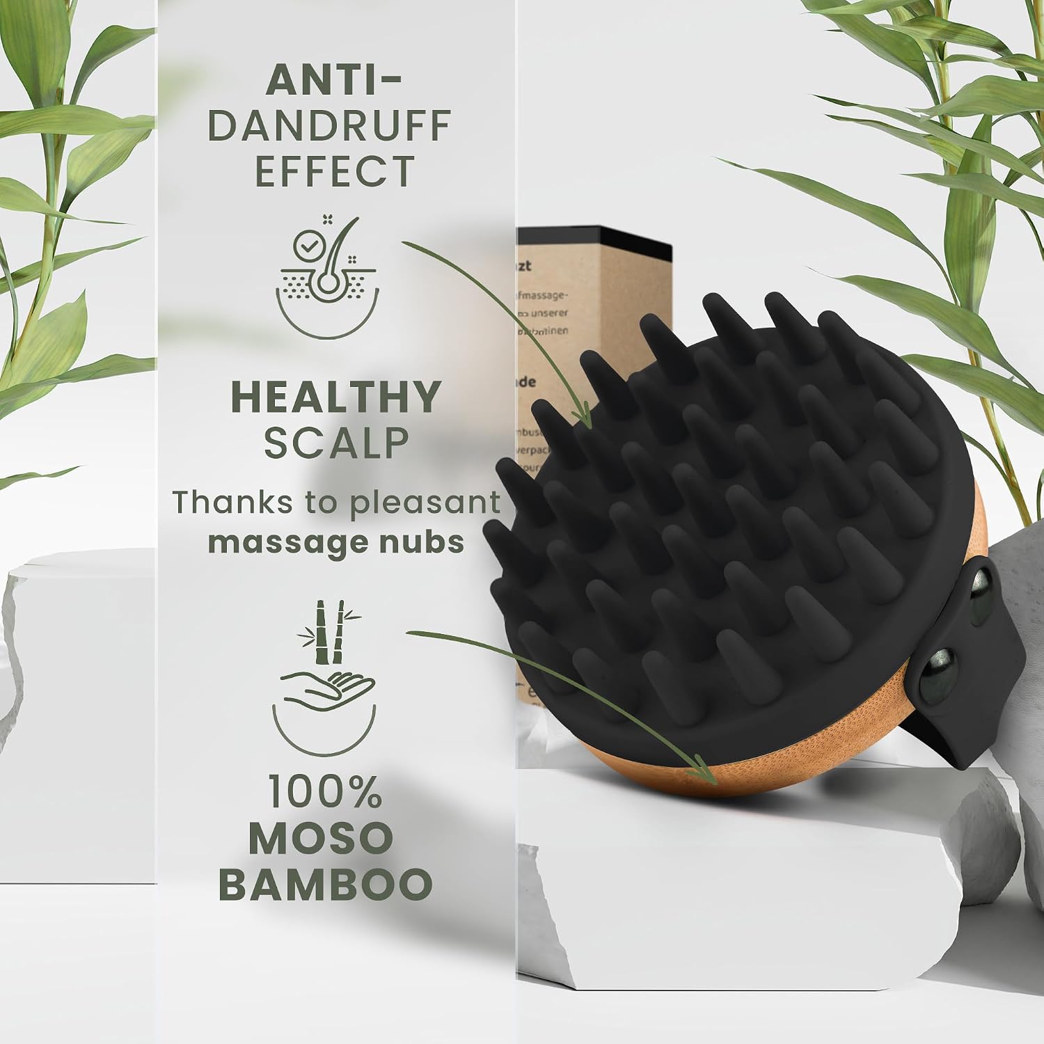 ® Scalp Massager Hair Growth - (Anti-Dandruff Effect) Scalp Brush & Head Massager - Natural Shampoo Brush for Shower Use - Premium Hair & Scalp Care Scrubber (Black)