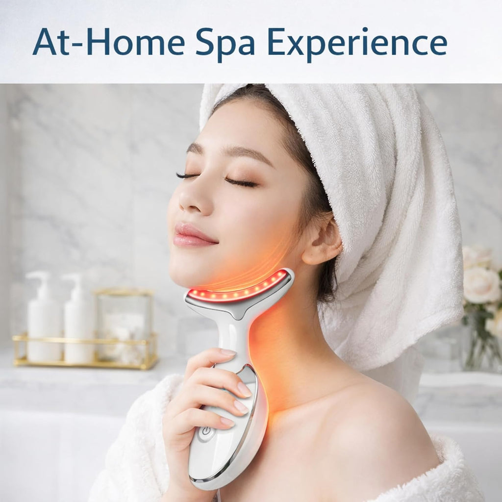 LED Face Massager EMS Microcurrent Heat Red Light Therapy Face Neck Device