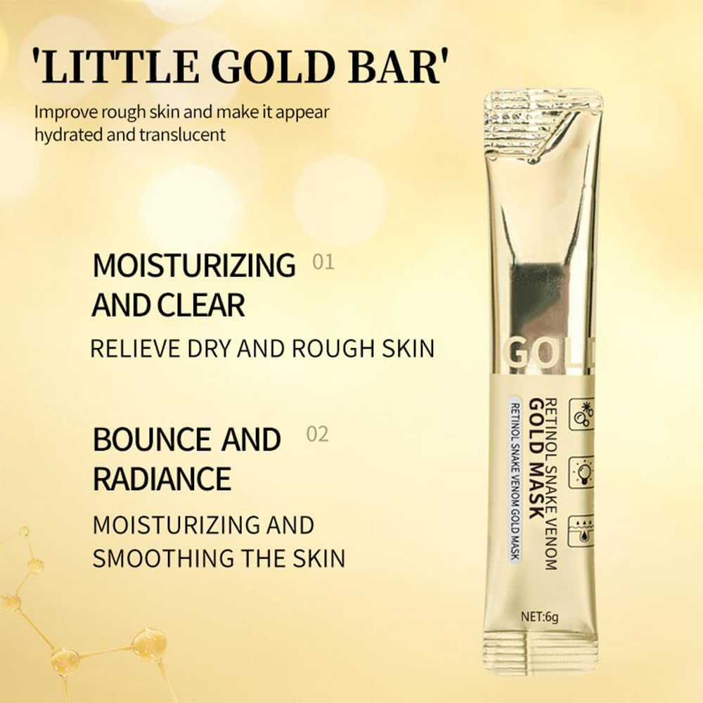 Retinol Snake Venom Gold Mask, Golden Collagen Peel off Face Mask, Gold Peptide Anti-Aging Peel off Facial Mask for Deeply Cleans Moisturizing, Hydrating Mask to Reduce Fine Lines & Wrinkles
