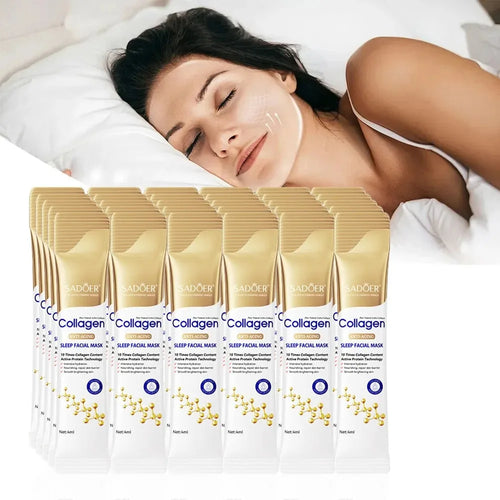 30-Piece Pack of Sadoer Collagen Sleep Mask, Facial Care, Moisturizing, Brightening, Firming, Hydrating Mask, No-Rinse Mask, Makes Skin Look More Delicate