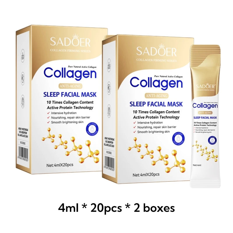 30-Piece Pack of Sadoer Collagen Sleep Mask, Facial Care, Moisturizing, Brightening, Firming, Hydrating Mask, No-Rinse Mask, Makes Skin Look More Delicate