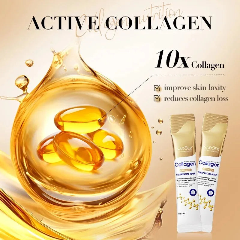 30-Piece Pack of Sadoer Collagen Sleep Mask, Facial Care, Moisturizing, Brightening, Firming, Hydrating Mask, No-Rinse Mask, Makes Skin Look More Delicate