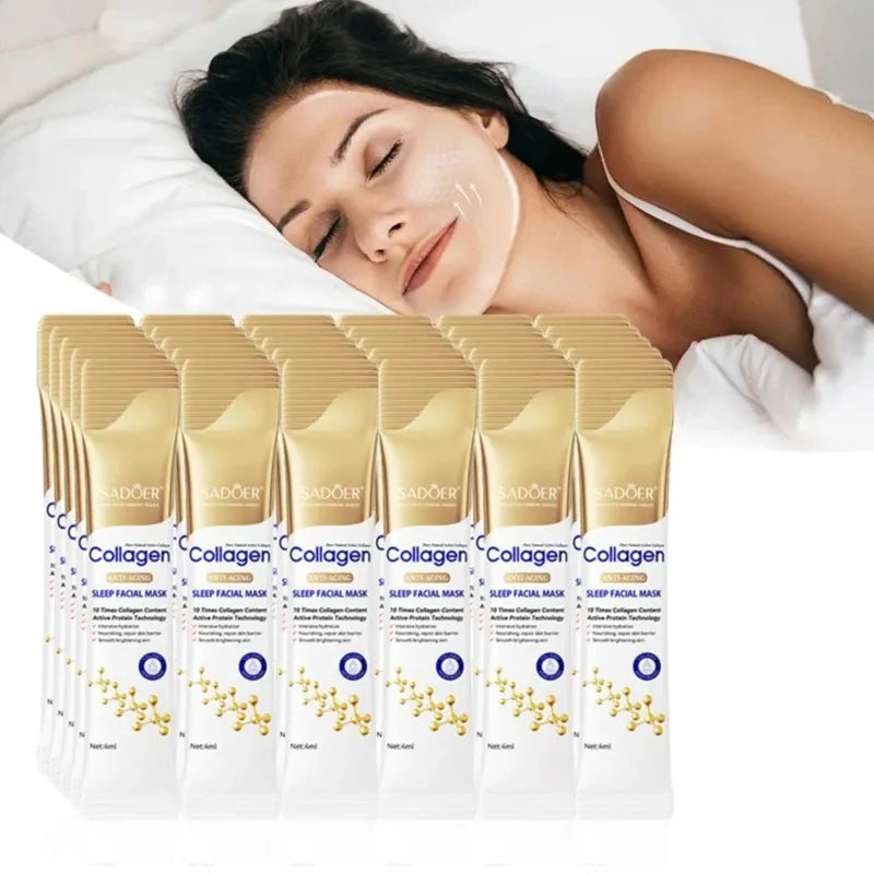 30-Piece Pack of Sadoer Collagen Sleep Mask, Facial Care, Moisturizing, Brightening, Firming, Hydrating Mask, No-Rinse Mask, Makes Skin Look More Delicate