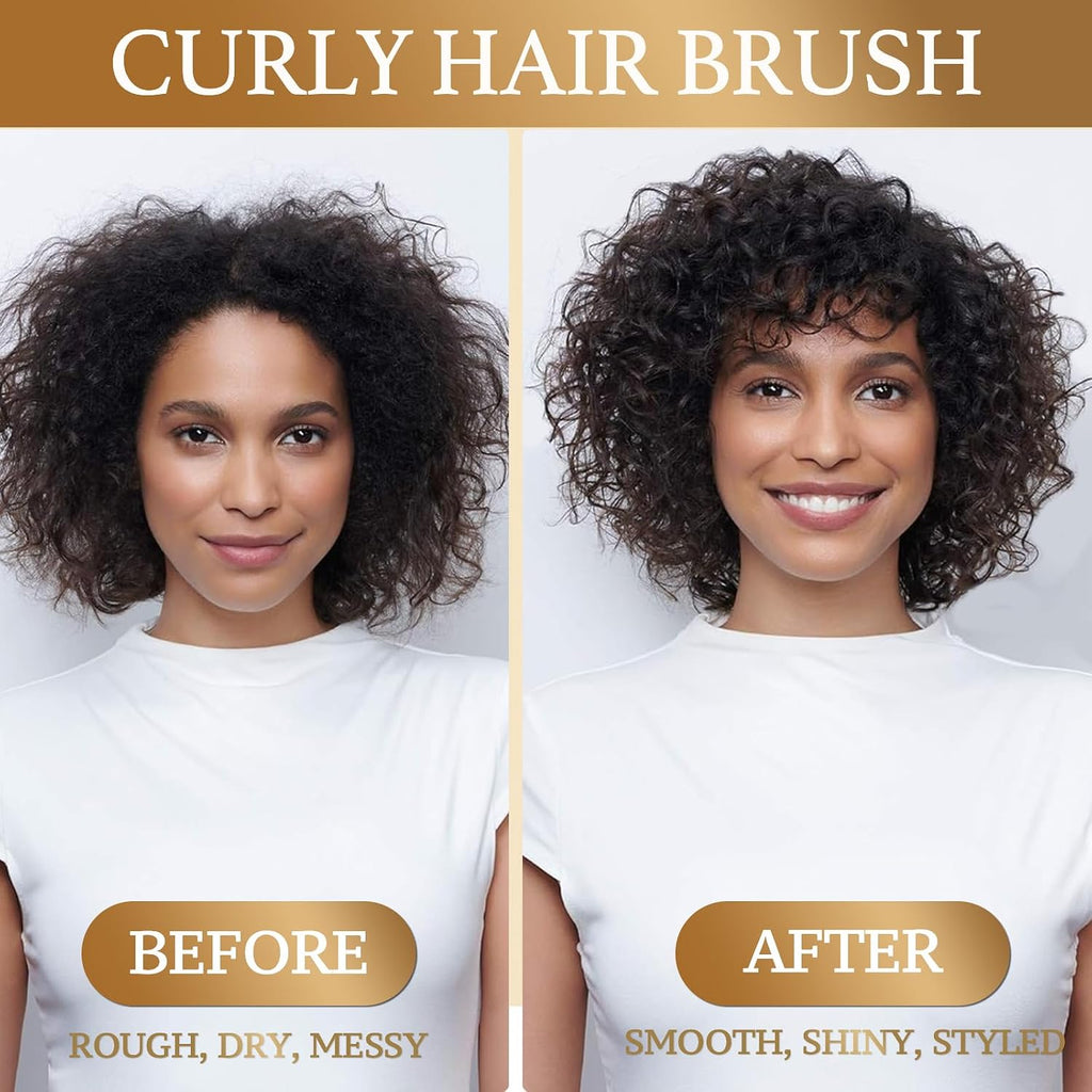 Curly Hair Brush, Bounce Curl Brush for Curl Hair, Curl Defining Brush for Women Men, Detangling Curl Brush Boar Bristle Hair Brush Less Pulling, Hair Separation