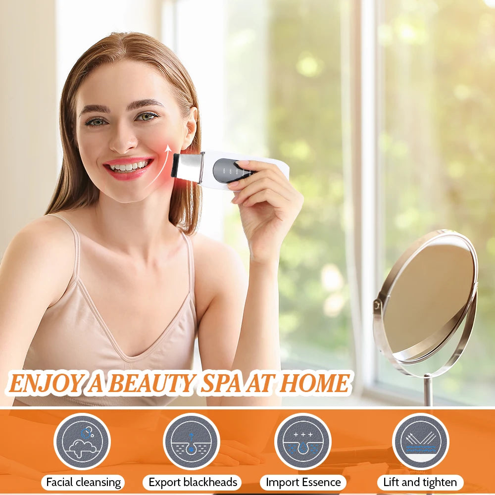 Ultrasonic Skin Scrubber Peeling Blackhead Remover Deep Face Cleaning Ultrasonic Ion Ance Pore Cleaner Facial Shovel Cleanser