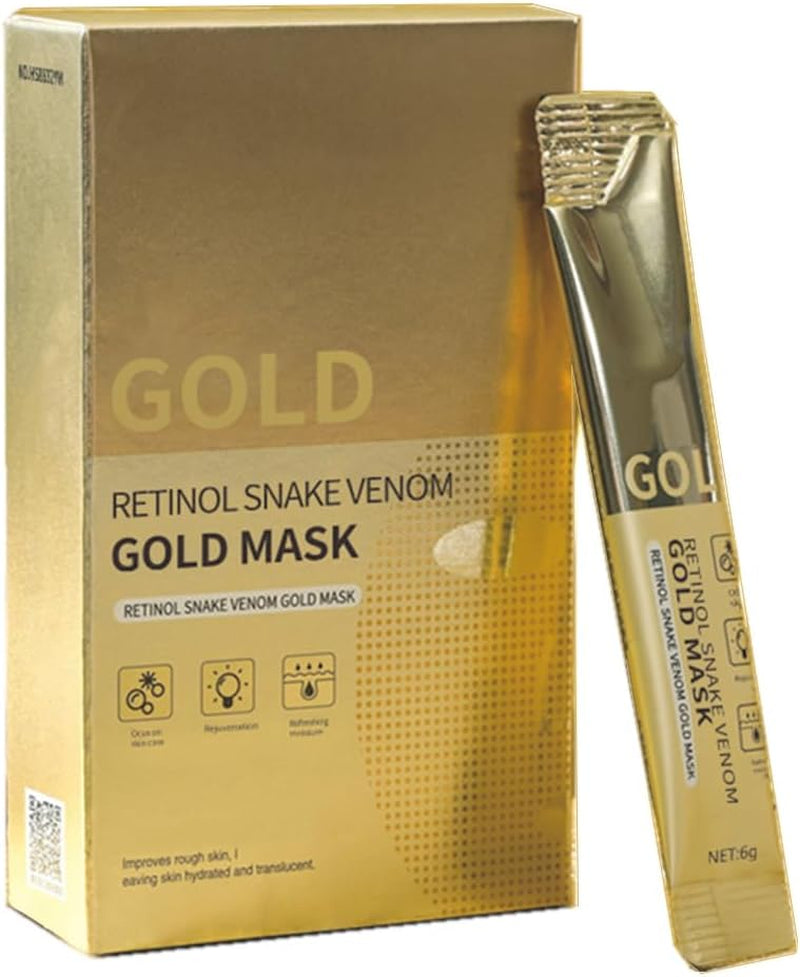 Retinol Snake Venom Gold Mask, Golden Collagen Peel off Face Mask, Gold Peptide Anti-Aging Peel off Facial Mask for Deeply Cleans Moisturizing, Hydrating Mask to Reduce Fine Lines & Wrinkles
