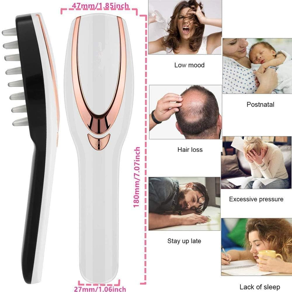 Phototherapy Scalp Massager Comb for Hair Growth, Phototherapy Hair Regrowth Brush,Anti Hair Loss Head Care Electric Massage Comb Brush with USB Rechargeable