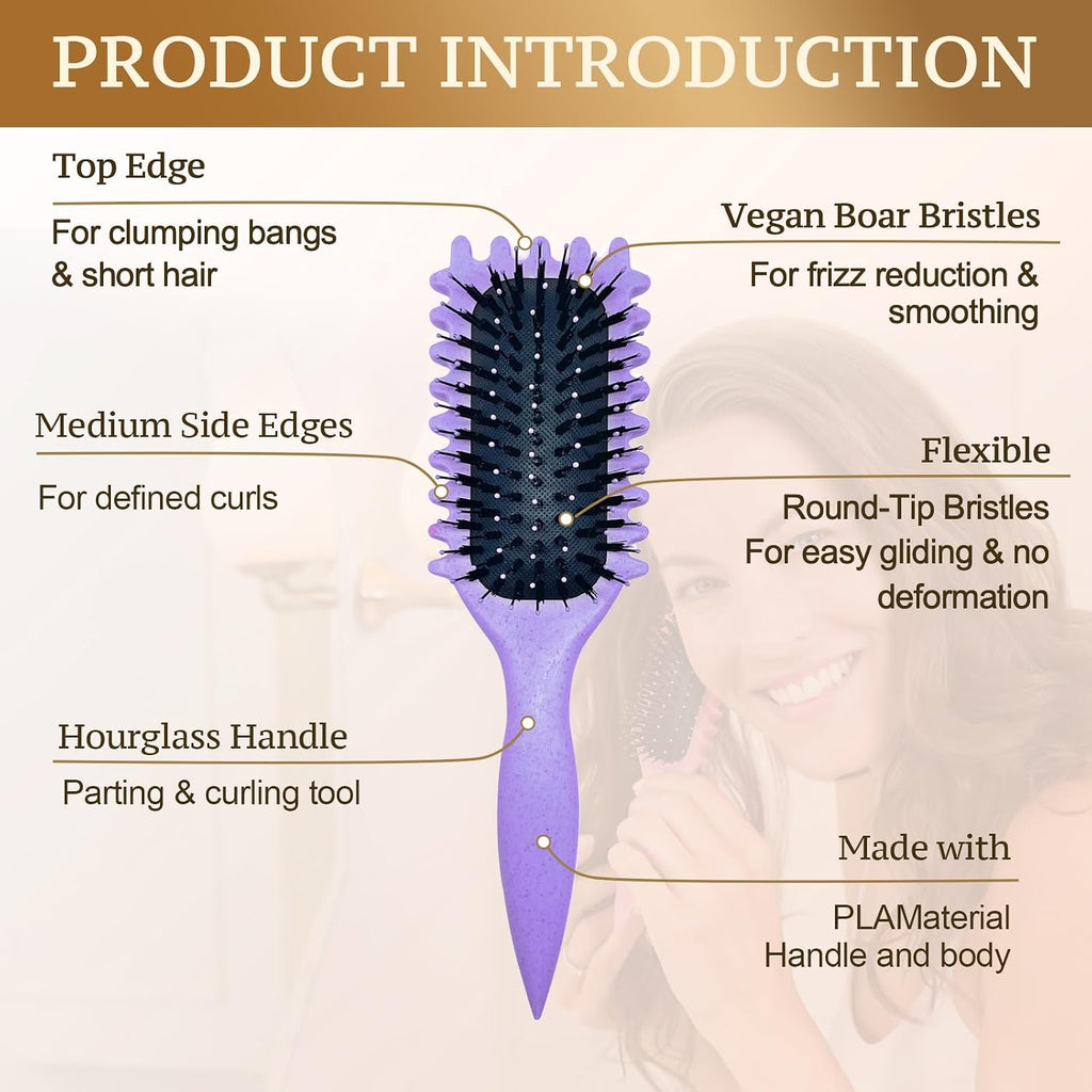 Curly Hair Brush, Bounce Curl Brush for Curl Hair, Curl Defining Brush for Women Men, Detangling Curl Brush Boar Bristle Hair Brush Less Pulling, Hair Separation