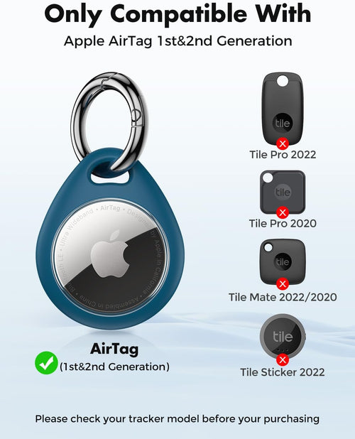 360° Protective Case for Airtag (1St & 2Nd Generation) [4 Pack], TPU Full Cover Keyring Holder with Premium Zinc Alloy Spring Clip, Scratch-Resistant Design for Keys, Bags, Luggage