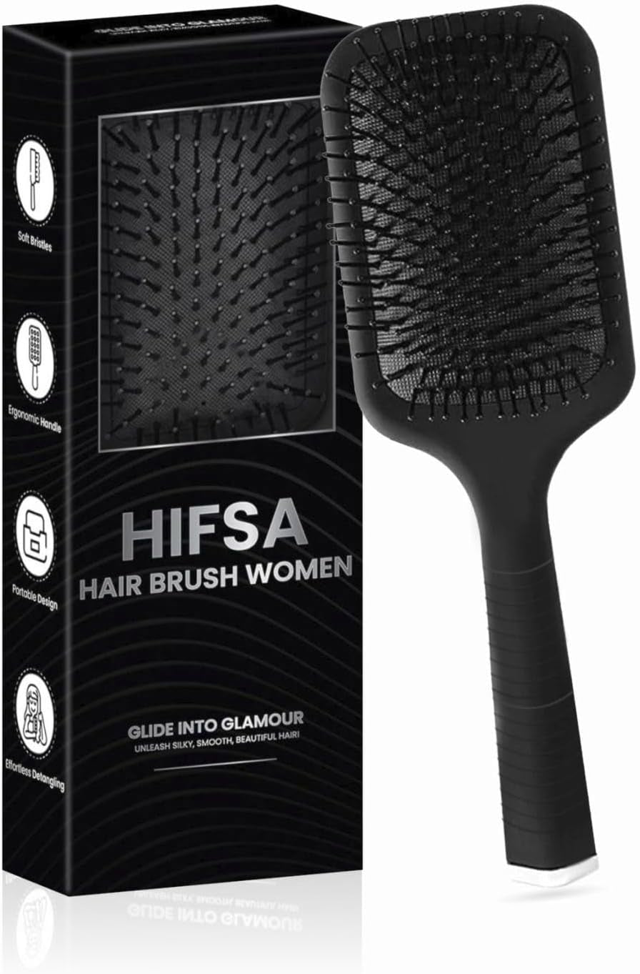 Paddle Hair Brush Women Hair Brush Blow Drying Professional Hairbrush Easy Grip Handle Hair Comb Straightening & Detangle Brush for Wet Dry Long Thick Thin Curly Natural Hair Salon Supplies