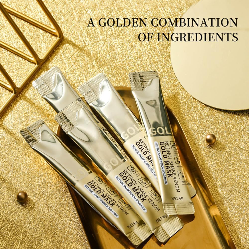 Retinol Snake Venom Gold Mask, Golden Collagen Peel off Face Mask, Gold Peptide Anti-Aging Peel off Facial Mask for Deeply Cleans Moisturizing, Hydrating Mask to Reduce Fine Lines & Wrinkles